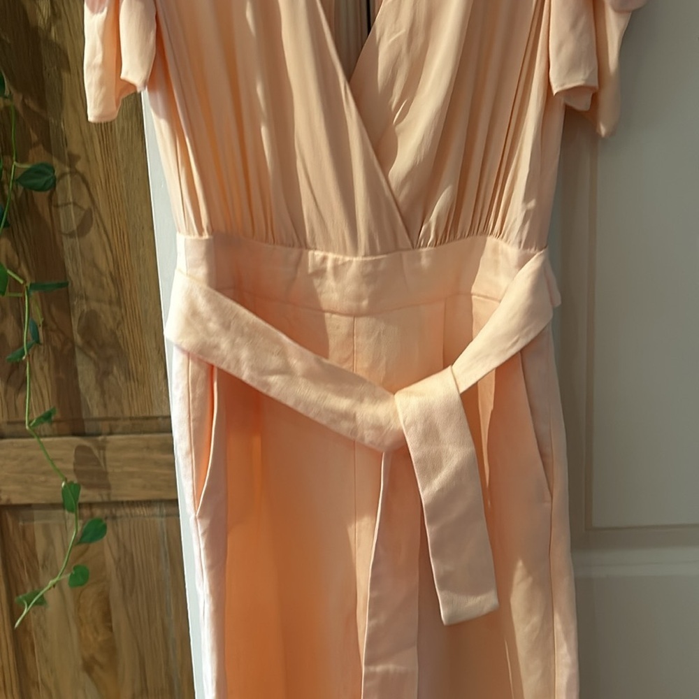 🎀NEW MAJE xs Piruize Cold-shoulder Crepe And Stretch-twill Jumpsuit In Mandarine - Picture 7 of 11